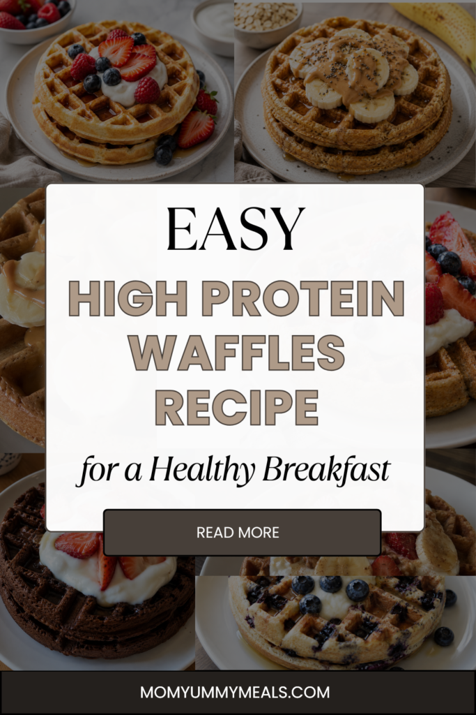 Easy high protein waffles recipe with healthy waffle toppings for a quick breakfast
