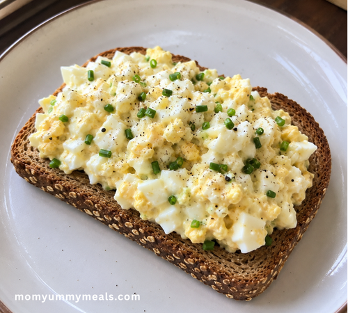 Easy Greek yogurt egg salad served on whole grain toast