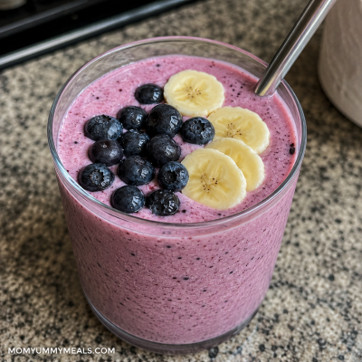 Small Greek yogurt berry smoothie with banana